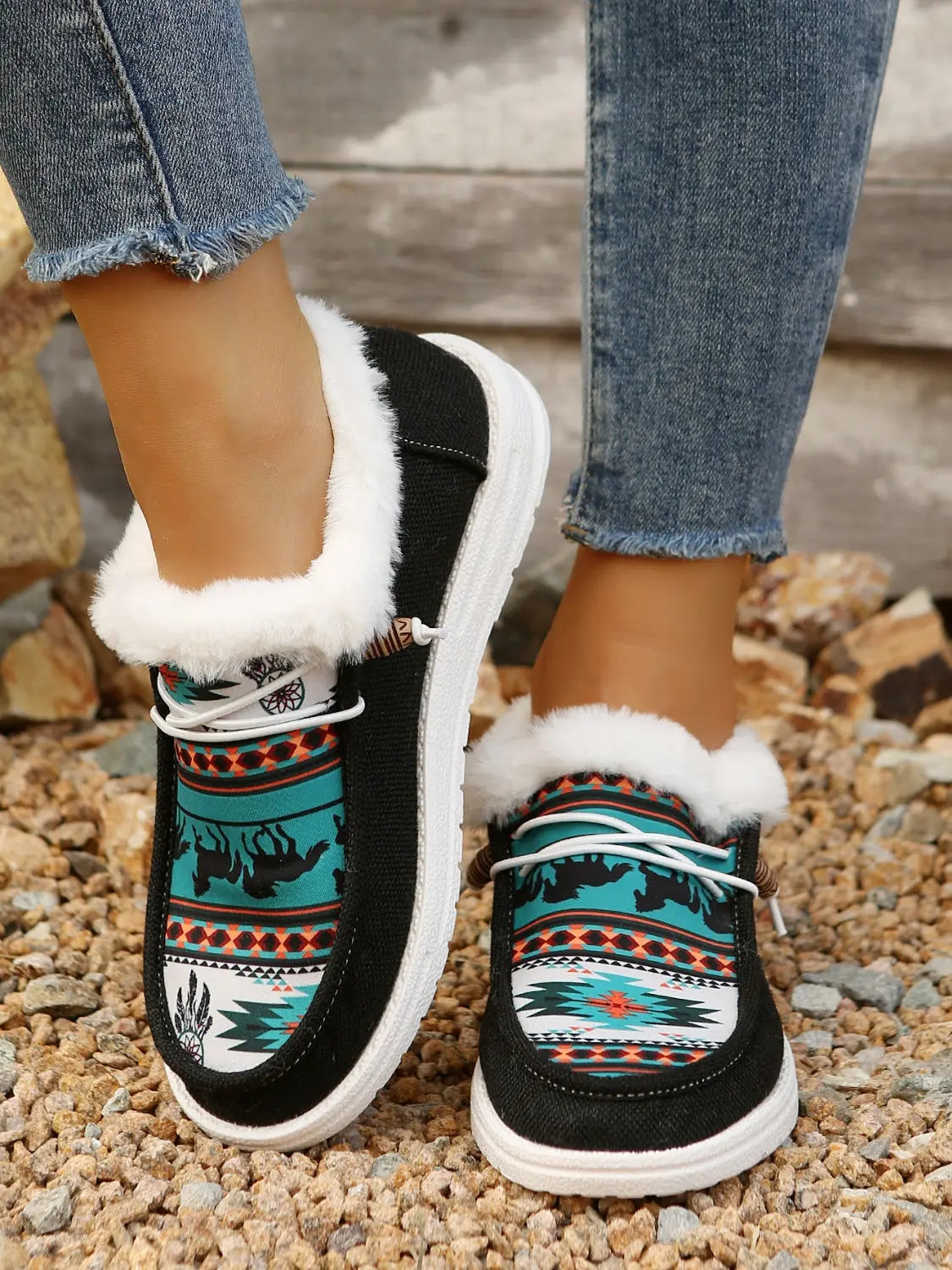 Printed Round Toe Flat Slip-Ons Trendsi