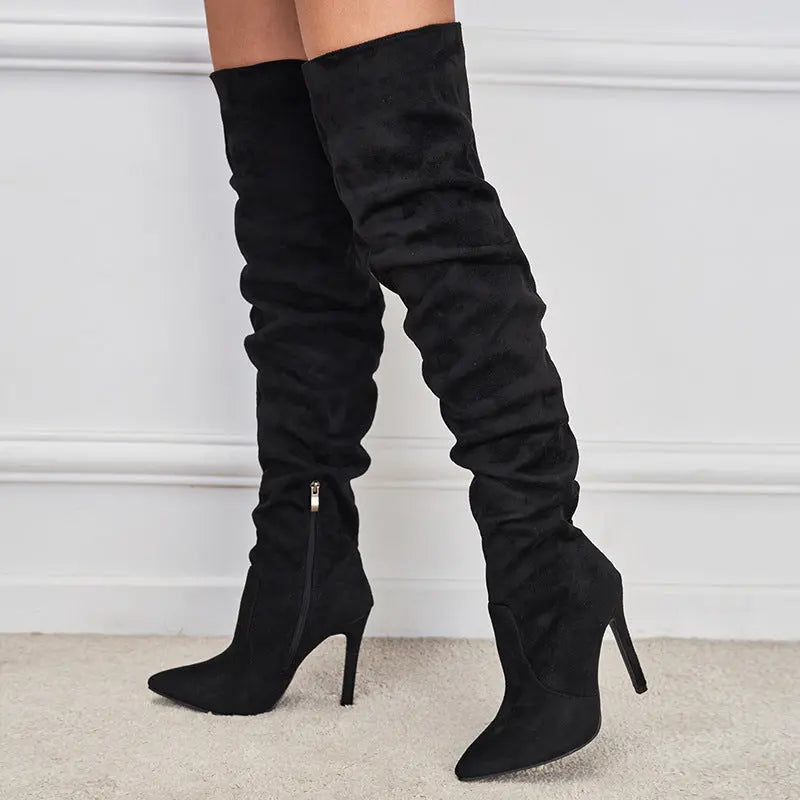 Over The Knee Pointed Toe Stiletto High Heel Boots GlossiChic Collection