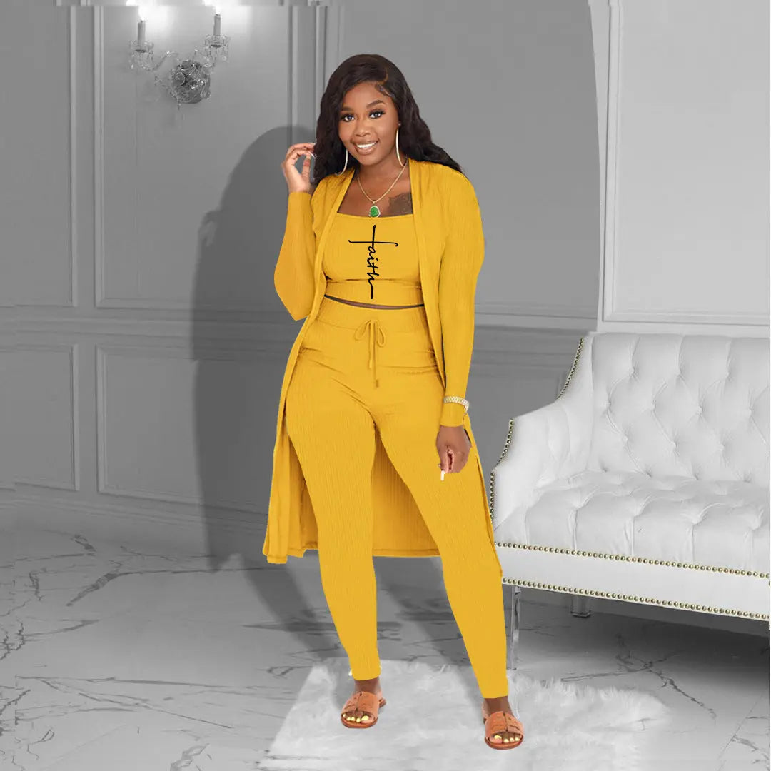 Faith Solid Color Three-piece Suit - GlossiChic Collection