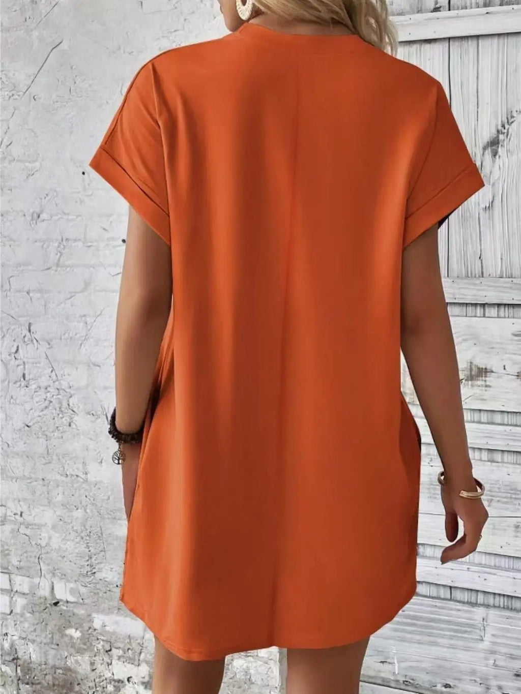 Pocketed Round Neck Short Sleeve Dress - GlossiChic Collection Black / S GlossiChic Collection Dresses