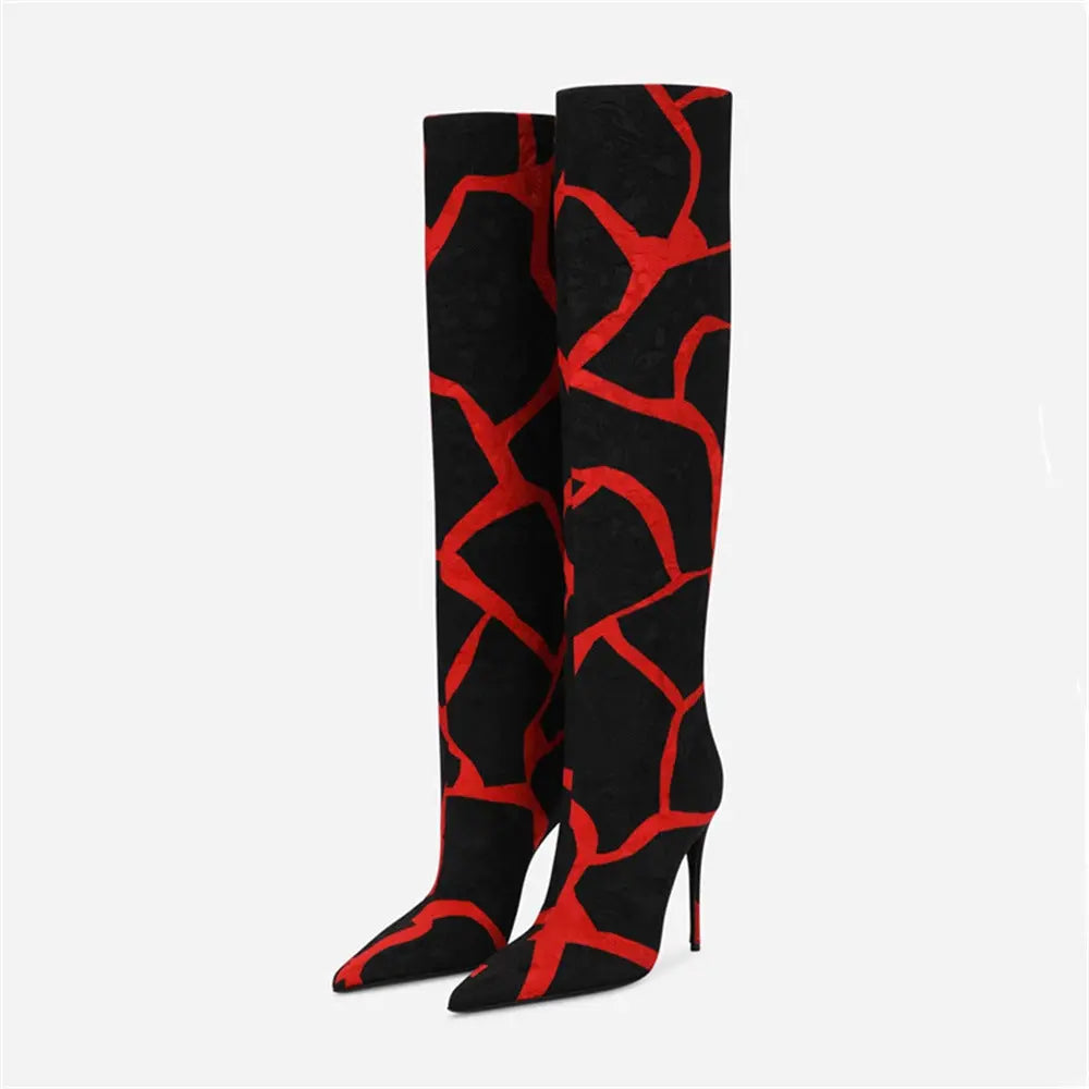 Fashion Pointed Stiletto Heel Leopard Print Boots - GlossiChic Collection