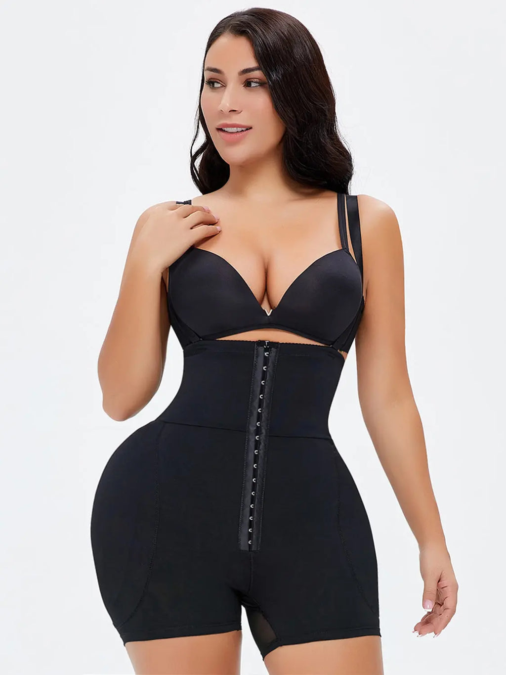 Full Size Hook-and-Eye Under-Bust Shaping Bodysuit - GlossiChic Collection Black / S GlossiChic Collection Bodysuits