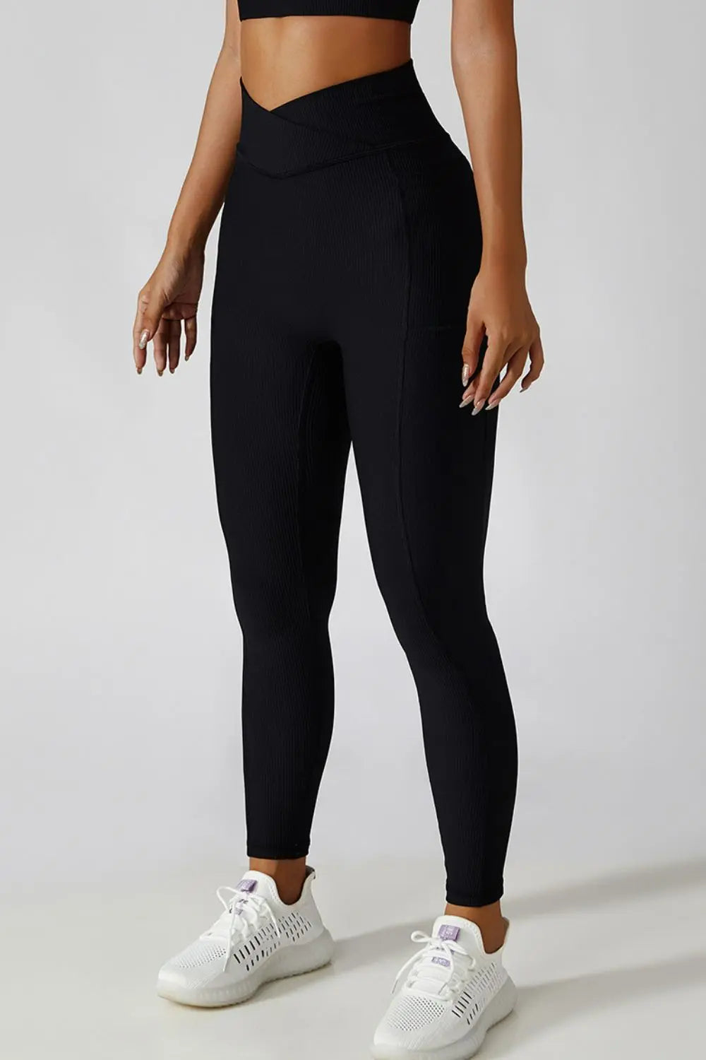 Crossover Tummy Control Waist Active Leggings - GlossiChic Collection