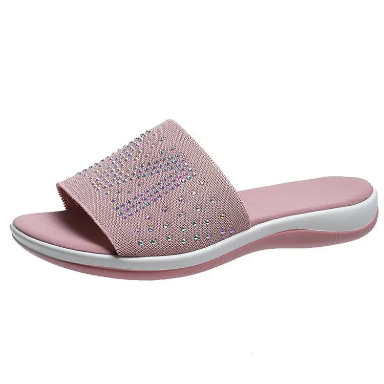 Hot Diamond Lettering Polyurethane Lightweight Platform Slippers GlossiChic Collection