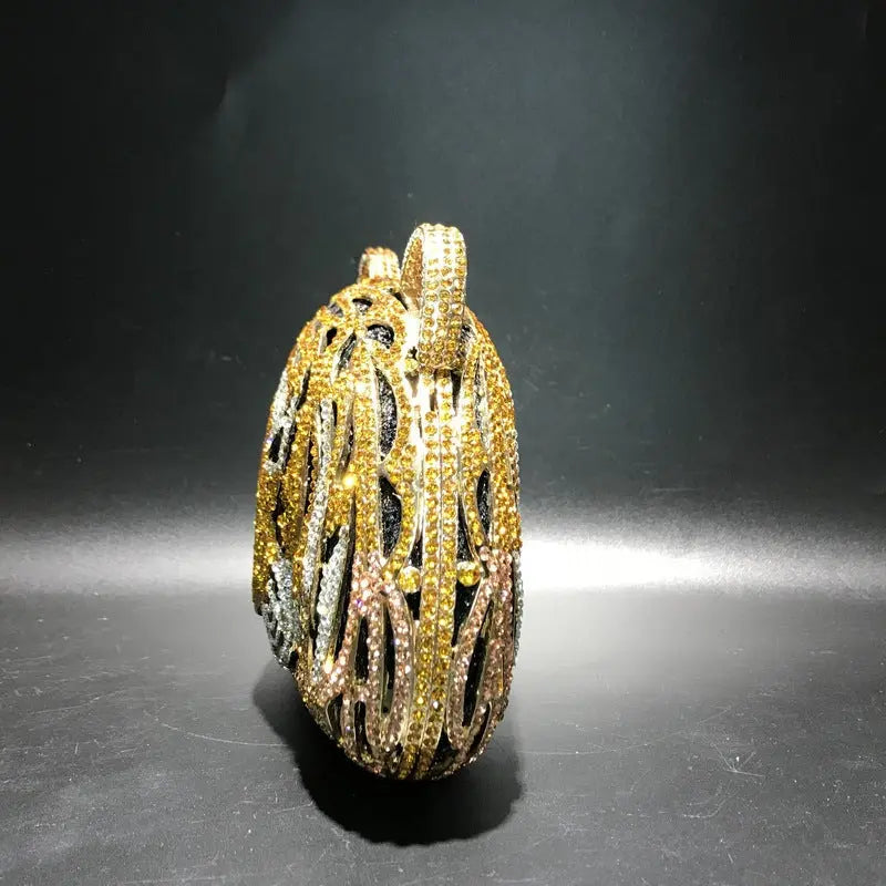 Tiger Crystal Diamonds Handbag - GlossiChic Collection Gold GlossiChic Collection Handbags