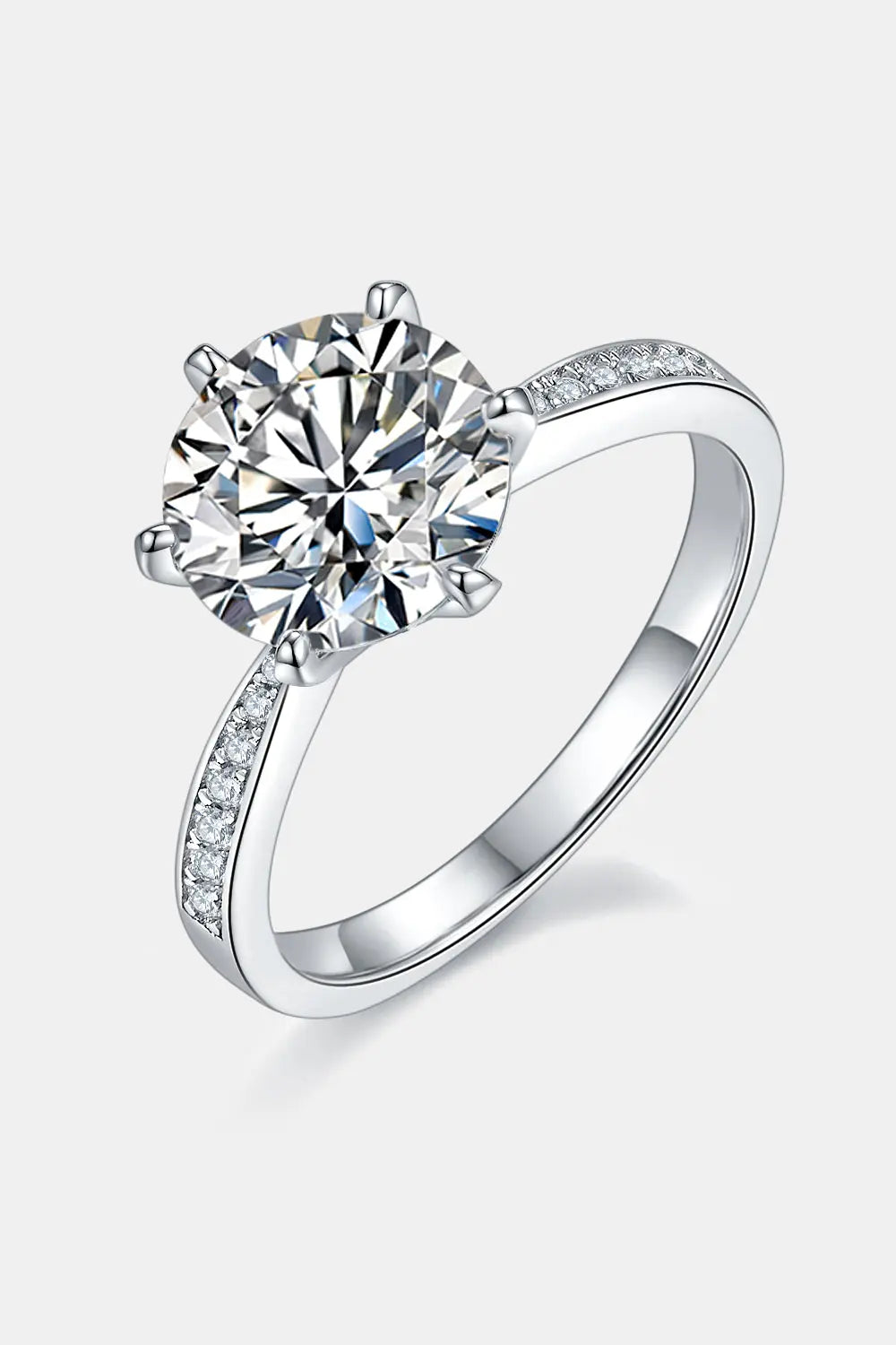 3 Carat Moissanite Side Stone Ring - GlossiChic Collection Silver / 4.5 GlossiChic Collection jewelry