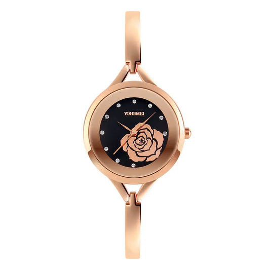 Rose Gold Steel Strap Watch GlossiChic Collection