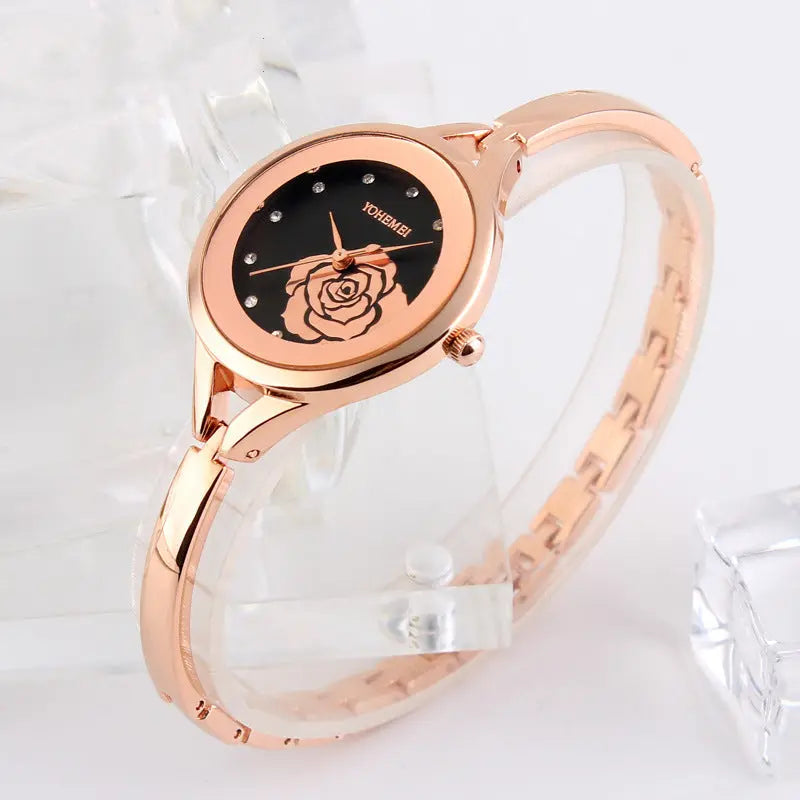 Rose Gold Steel Strap Watch GlossiChic Collection