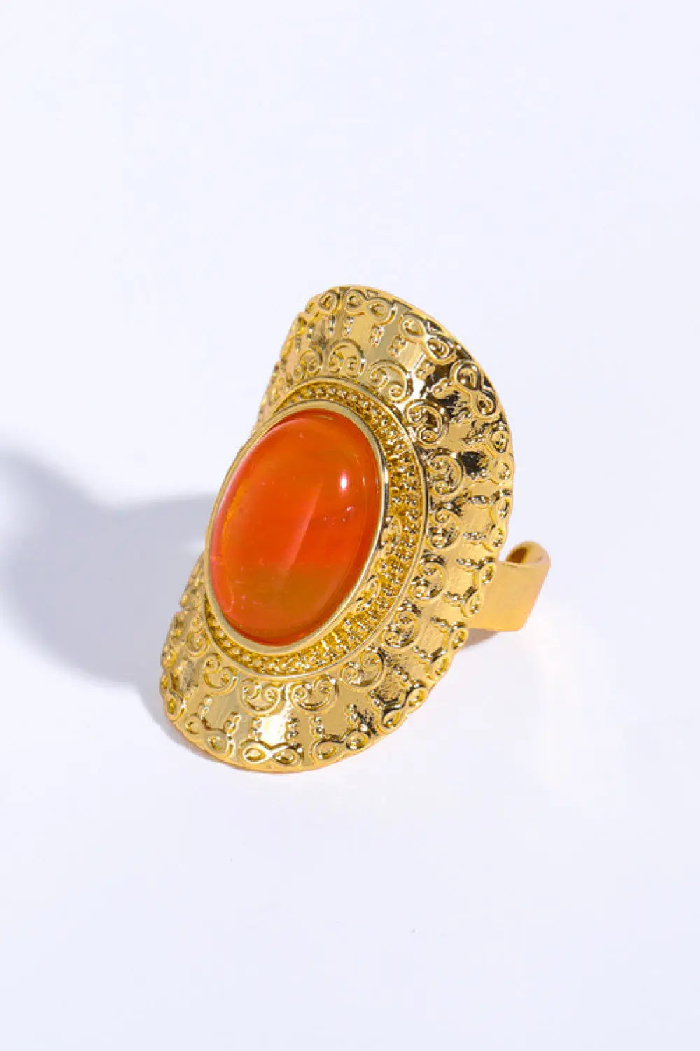 Natural Stone Copper Ring - GlossiChic Collection Orange / One Size GlossiChic Collection Rings