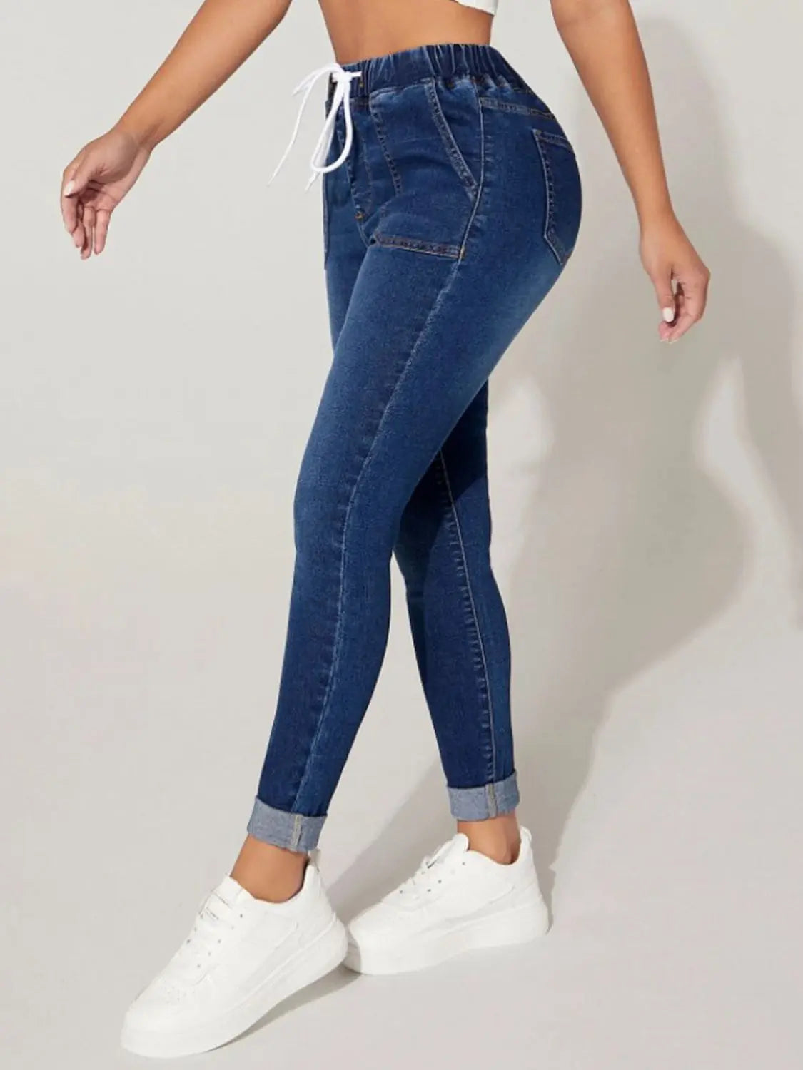 Drawstring Cropped Jeans - GlossiChic Collection