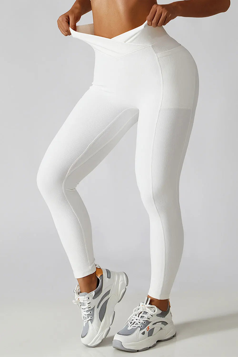 Crossover Tummy Control Waist Active Leggings - GlossiChic Collection