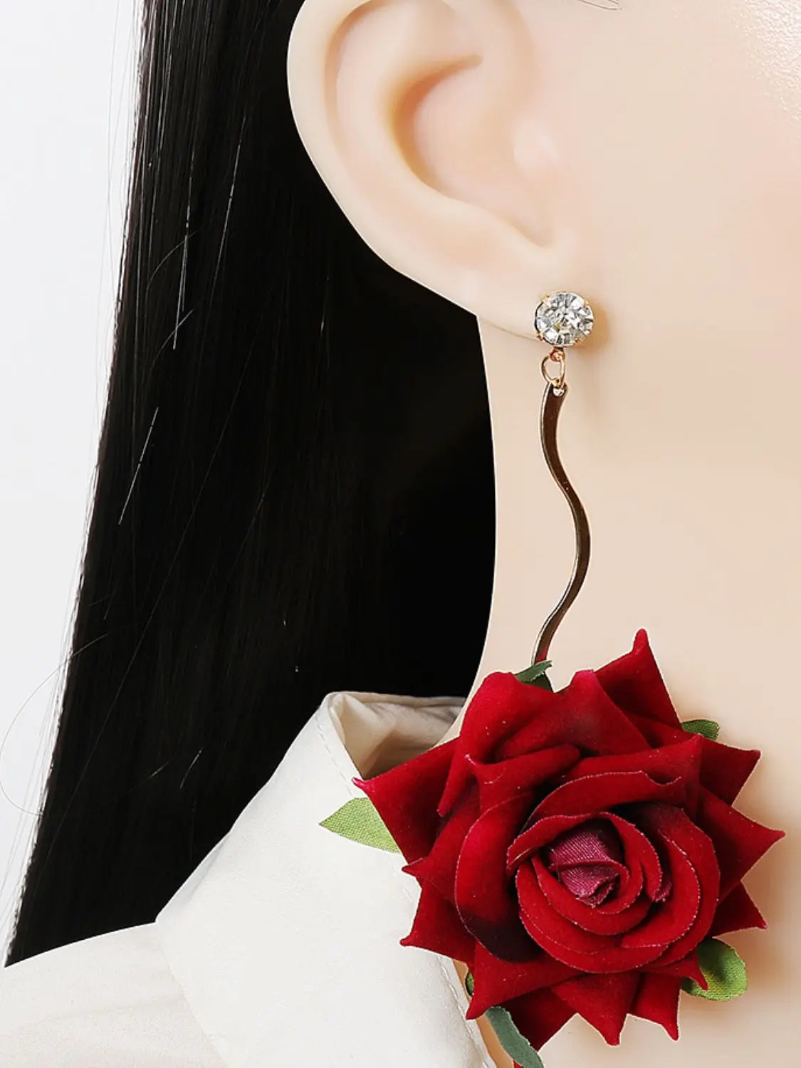 Alloy Rose Dangle Earrings GlossiChic Collection