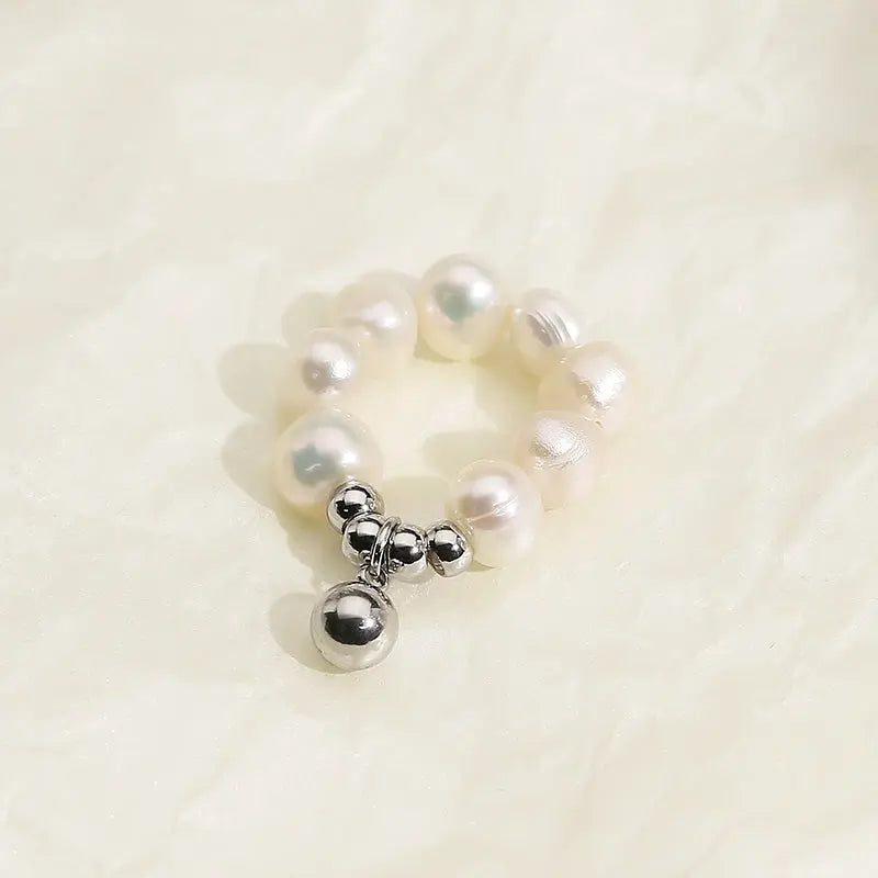 Stainless Steel Freshwater Pearl Ring Trendsi