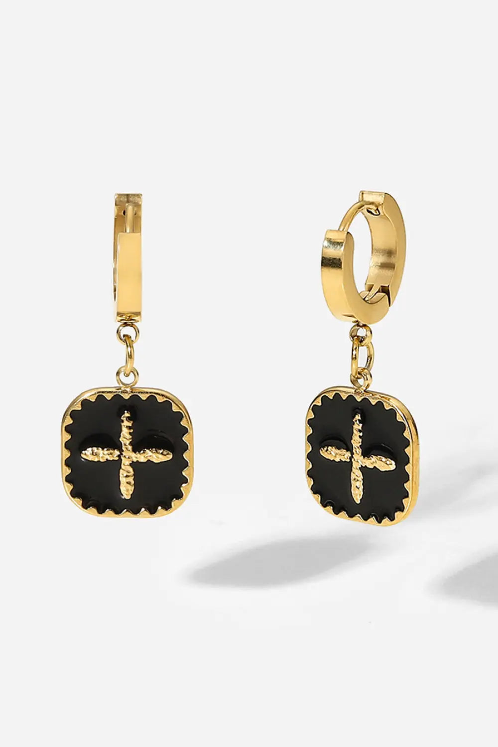 Cross Sign Square Shape Drop Earrings - GlossiChic Collection