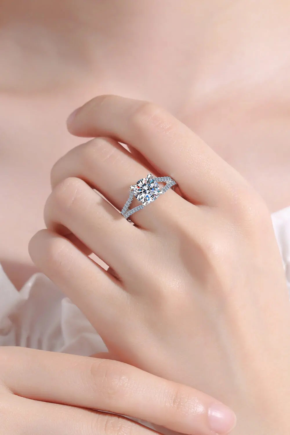 Stylish Moissanite Sterling Silver Ring Trendsi