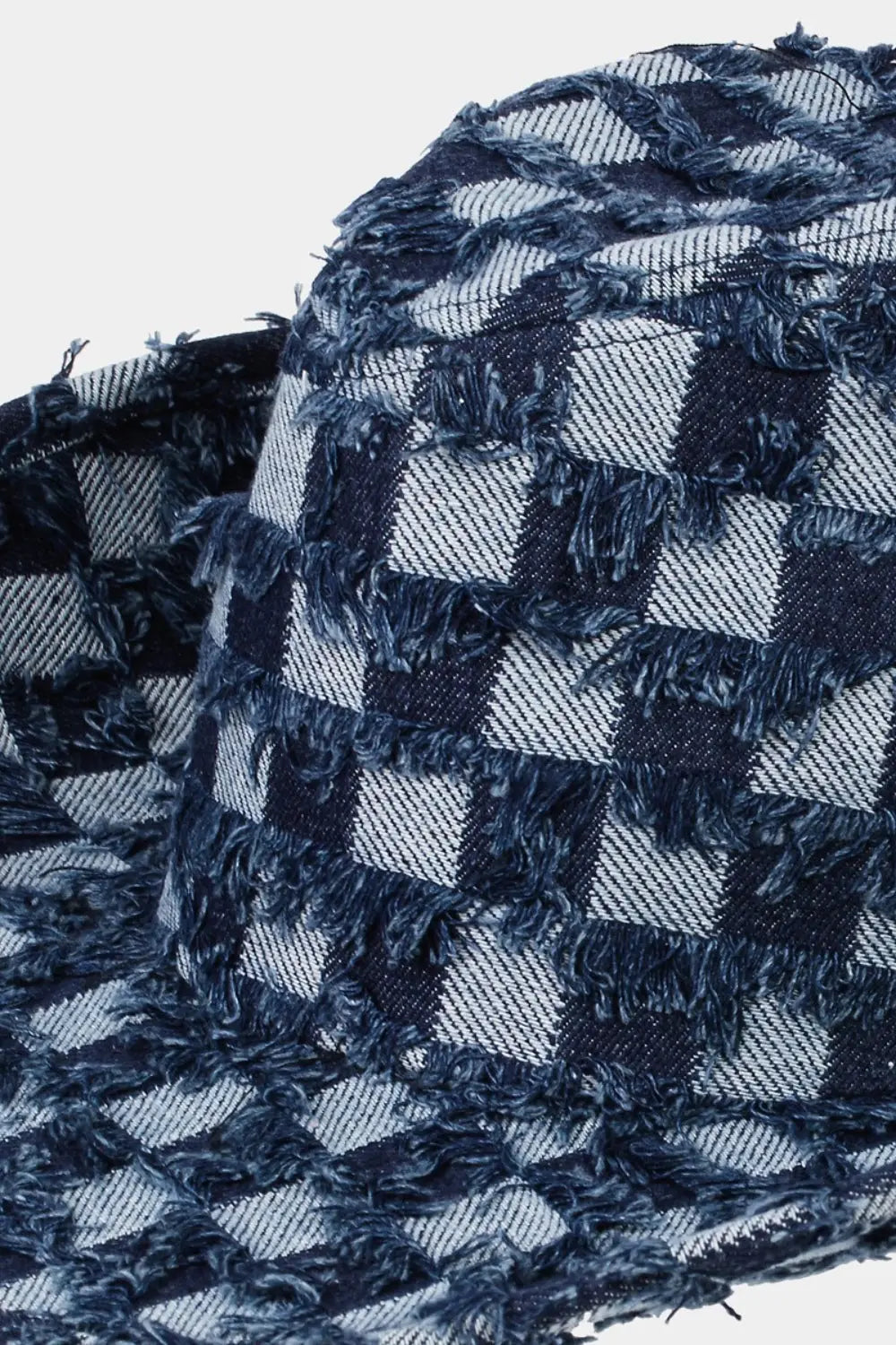 Checkered Fringe Denim Cowboy Hat - GlossiChic Collection