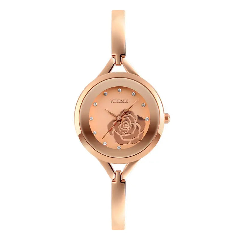 Rose Gold Steel Strap Watch GlossiChic Collection