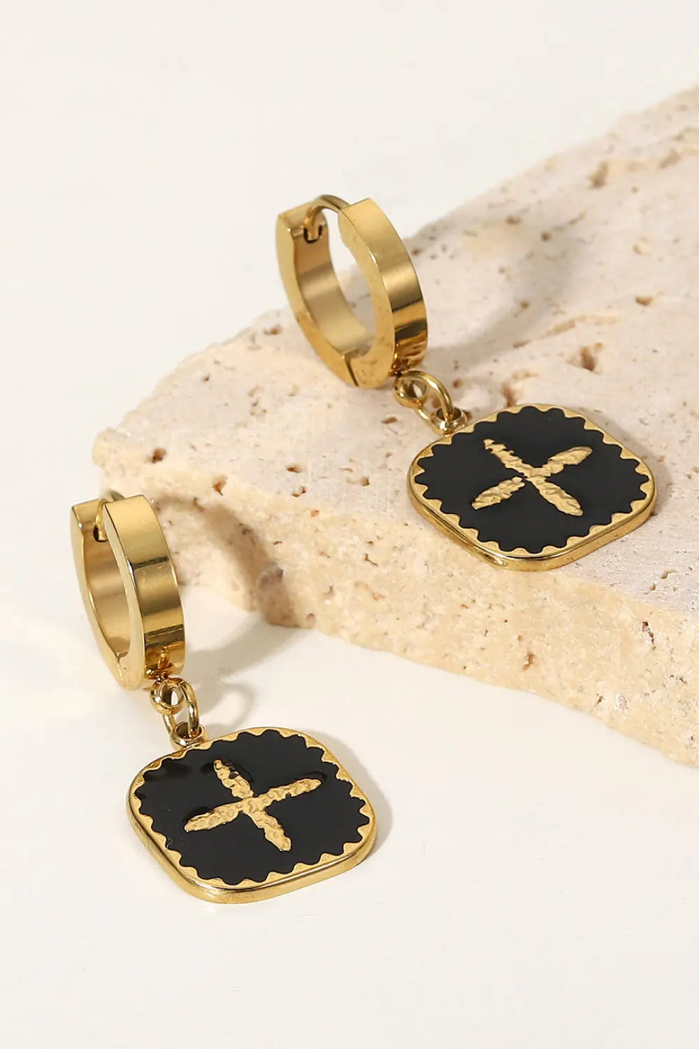 Cross Sign Square Shape Drop Earrings - GlossiChic Collection