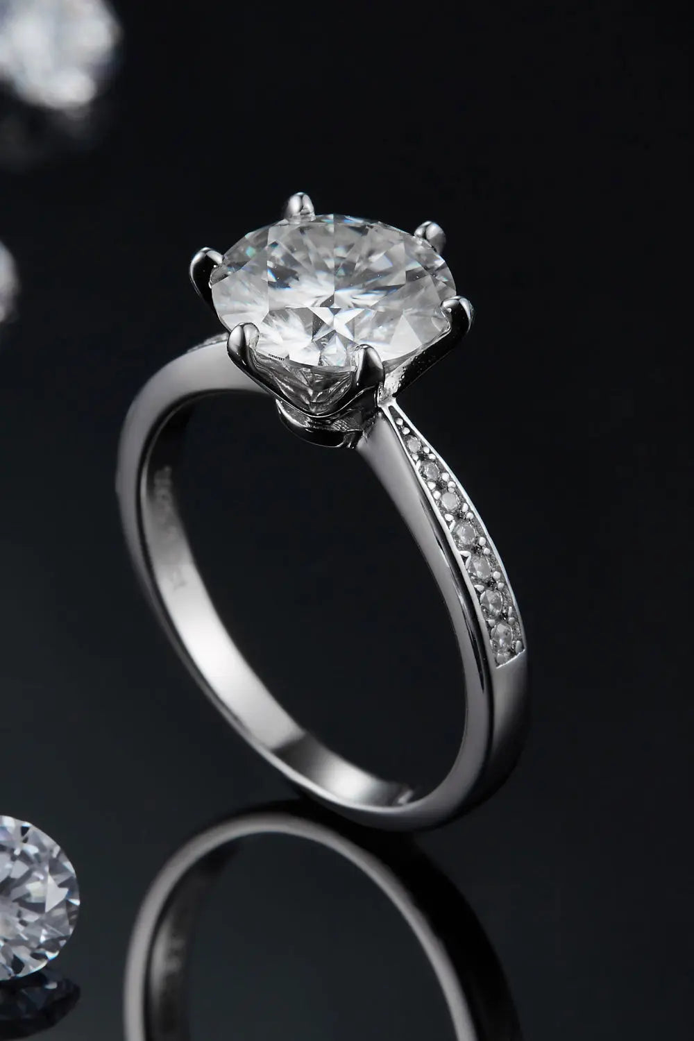 3 Carat Moissanite Side Stone Ring - GlossiChic Collection Silver / 4.5 GlossiChic Collection jewelry