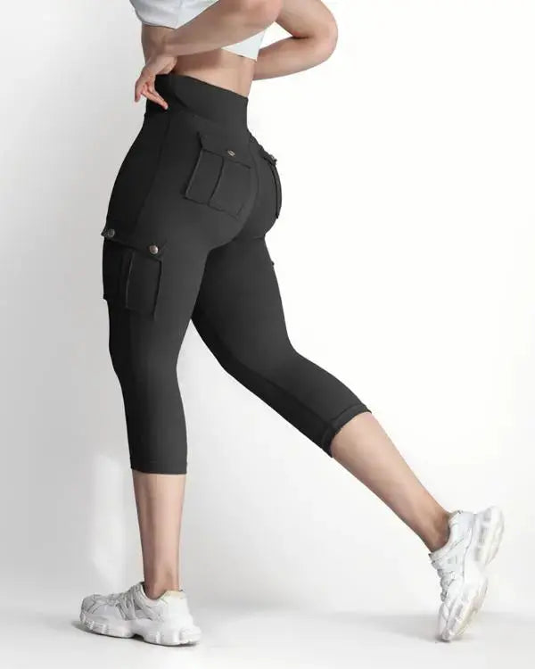 Pocket Design High Waist Sports Active Pants GlossiChic Collection