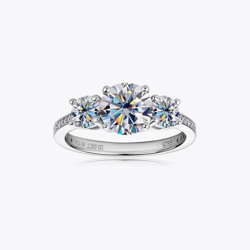 3 Carat Moissanite 925 Sterling Silver Ring - GlossiChic Collection Silver / 4 GlossiChic Collection jewelry