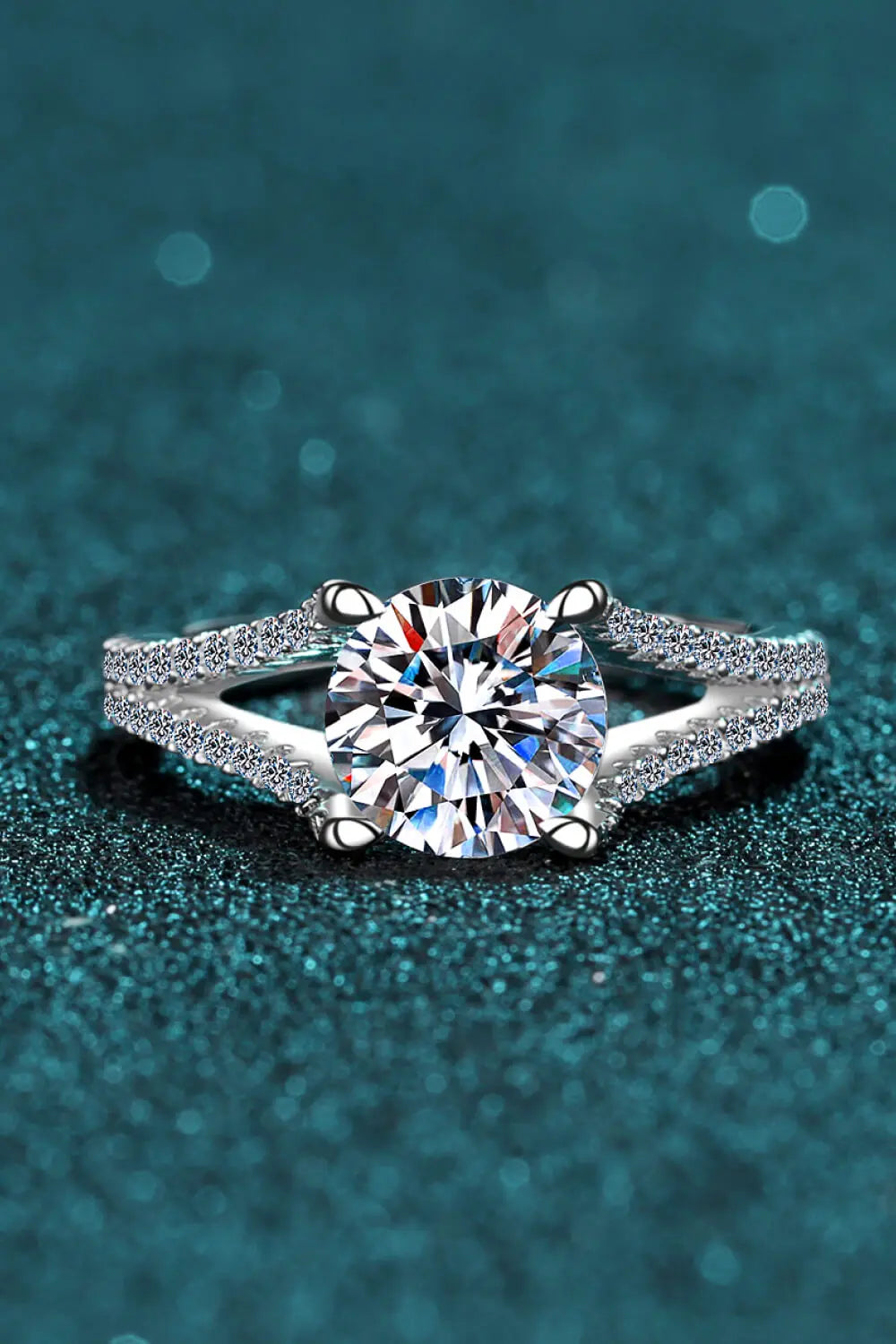 Stylish Moissanite Sterling Silver Ring Trendsi