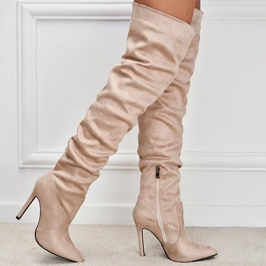 Over The Knee Pointed Toe Stiletto High Heel Boots GlossiChic Collection