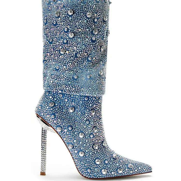 Steppin Into Bling Point-Toe Heel Boots GlossiChic Collection