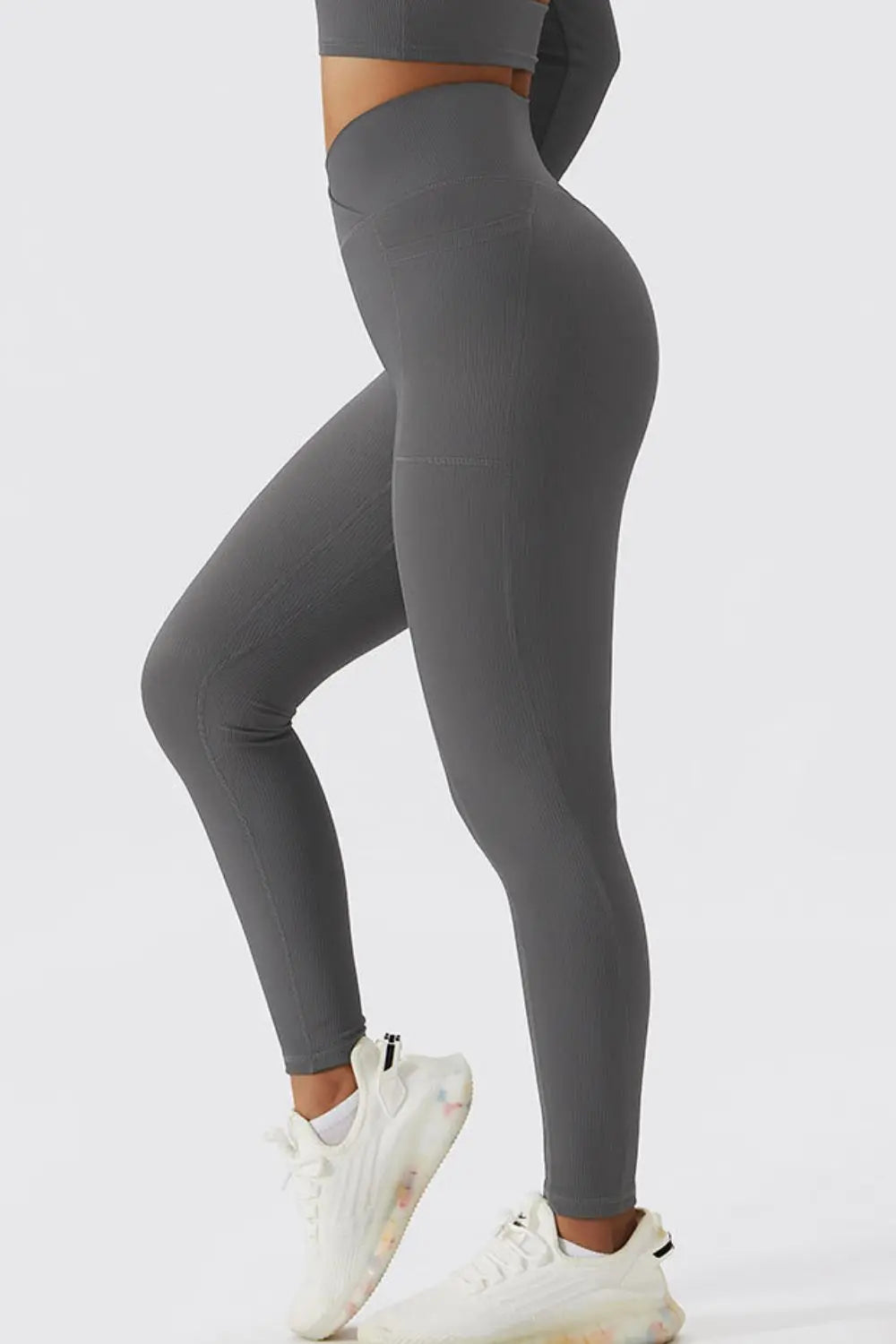 Crossover Tummy Control Waist Active Leggings - GlossiChic Collection