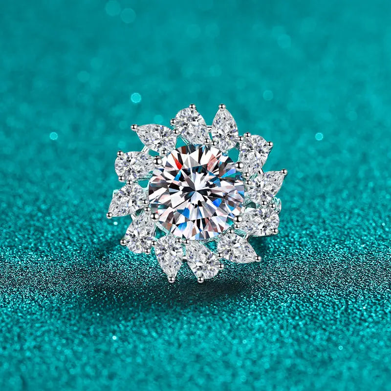 5 Carat Moissanite 925 Sterling Silver Flower Shape Ring Trendsi