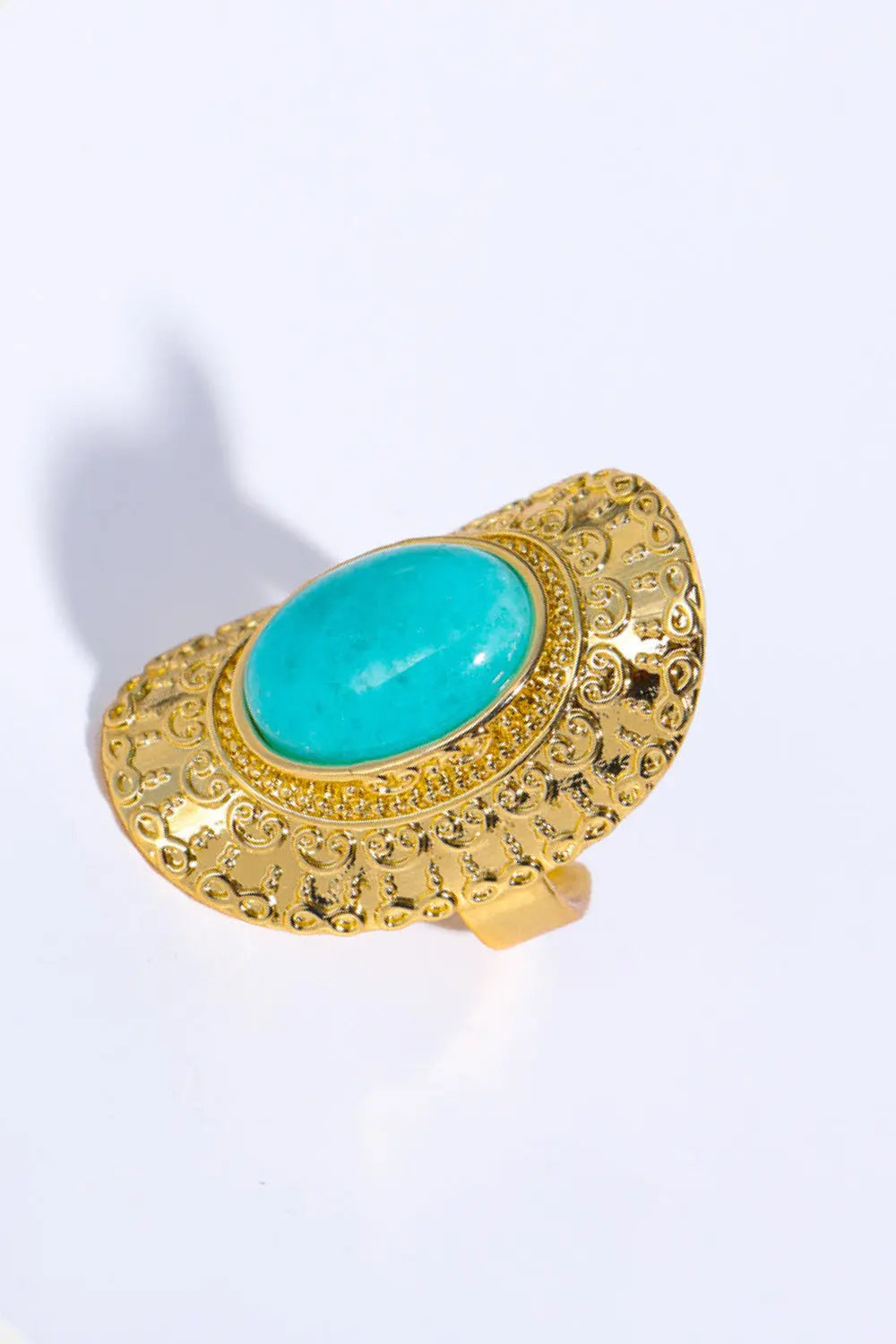 Natural Stone Copper Ring Trendsi