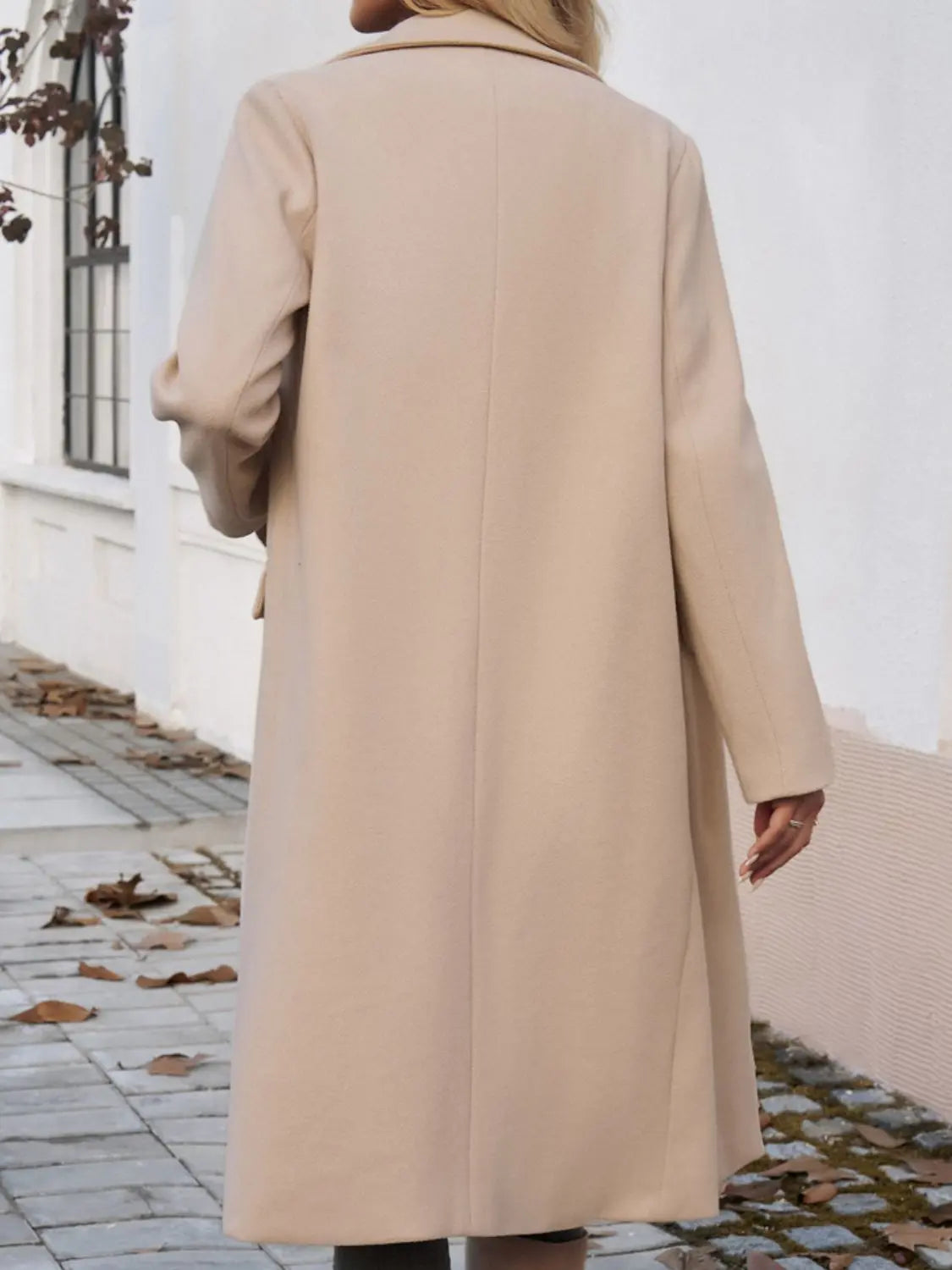 Devine Pocketed Collared Neck Long Sleeve Coat Trendsi