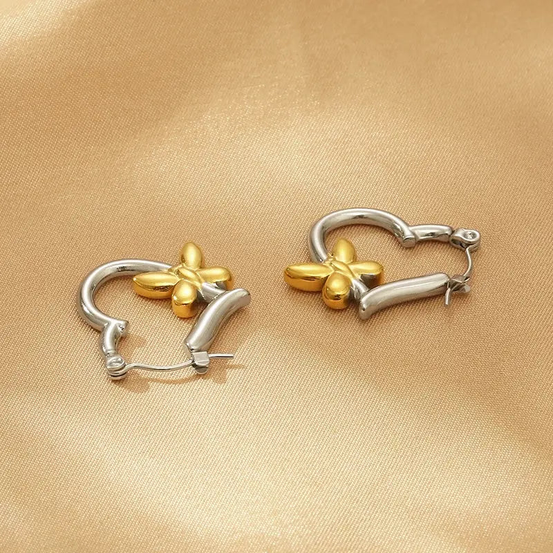 Titanium Steel Heart & Butterfly Earrings Trendsi