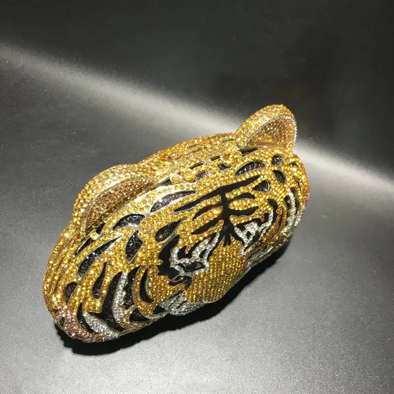 Tiger Crystal Diamonds Handbag - GlossiChic Collection Gold GlossiChic Collection Handbags