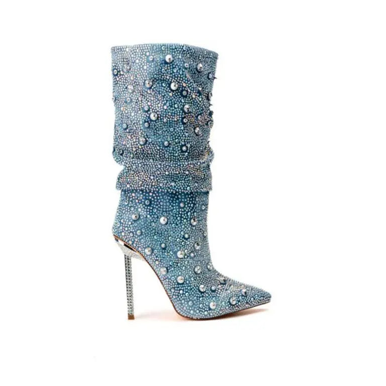 Steppin Into Bling Point-Toe Heel Boots GlossiChic Collection