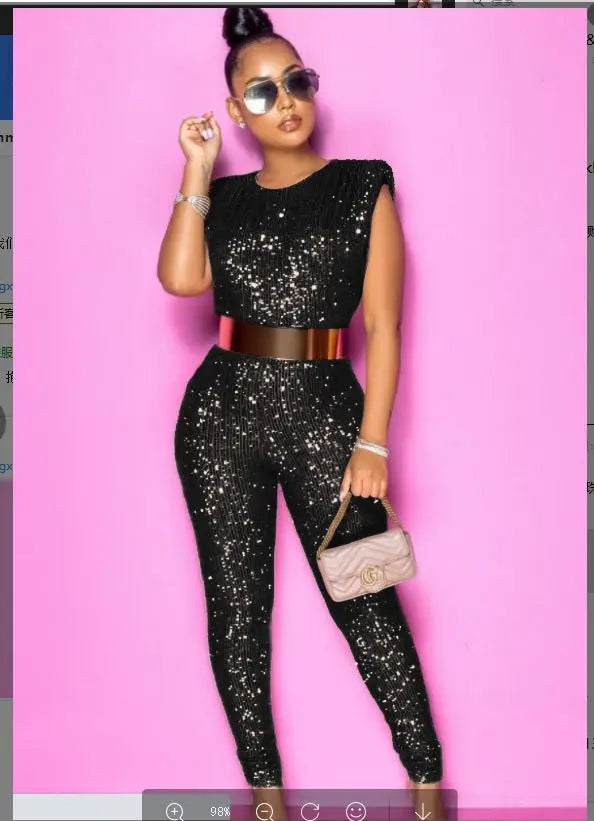 Mid-waist Sequin Sleeveless Jumper GlossiChic Collection