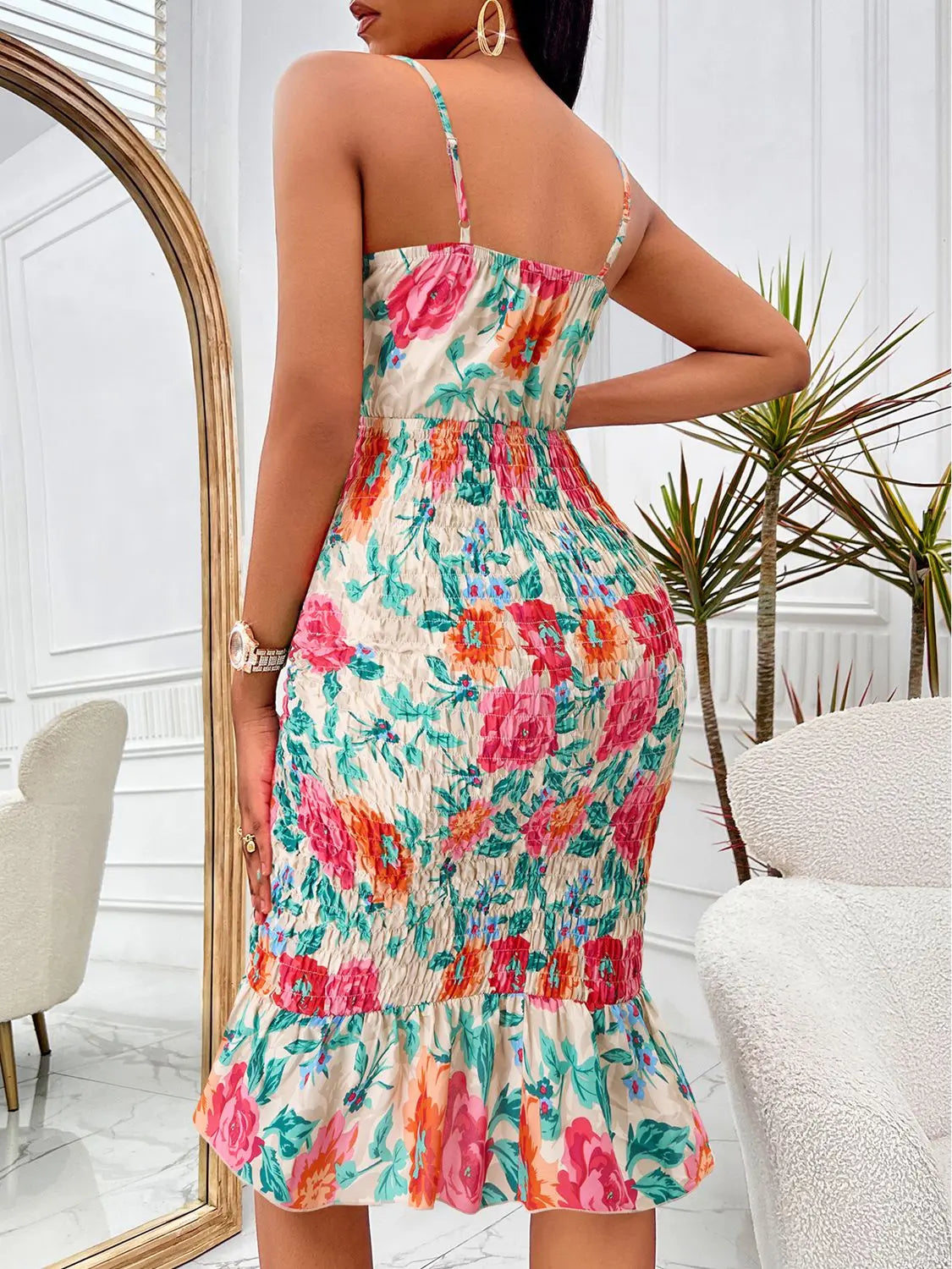 Floral Sweetheart Neck Cutout Dress - GlossiChic Collection