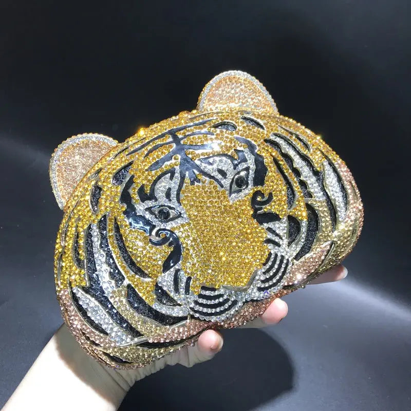 Tiger Crystal Diamonds Handbag - GlossiChic Collection Gold GlossiChic Collection Handbags