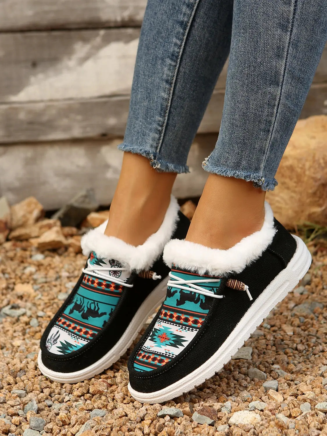 Printed Round Toe Flat Slip-Ons Trendsi