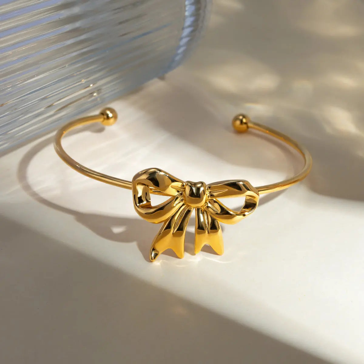 18K Gold-Plated Stainless Steel Bow Bracelet - GlossiChic Collection