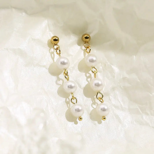 Stainless Steel Freshwater Pearl Earrings Trendsi