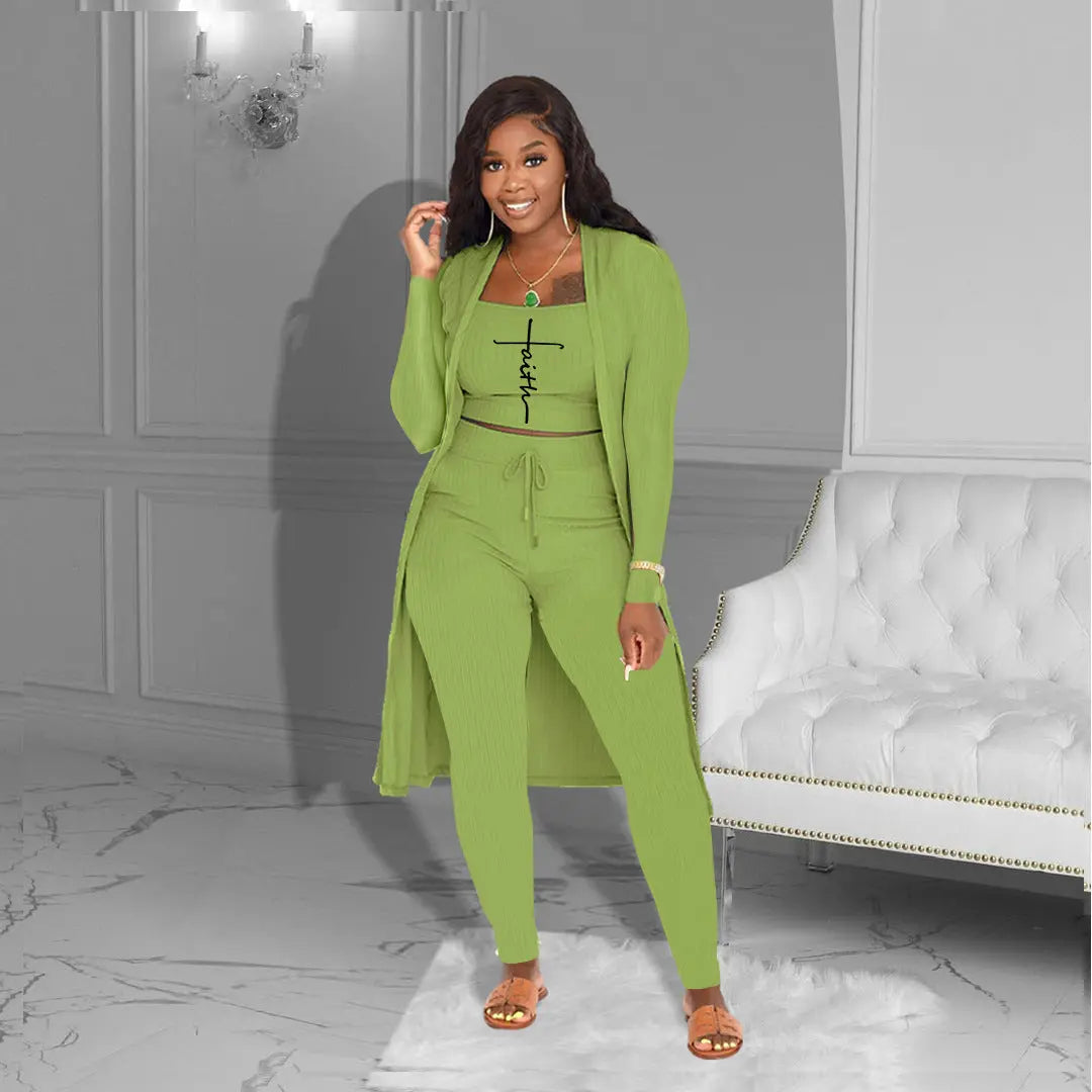 Faith Solid Color Three-piece Suit - GlossiChic Collection