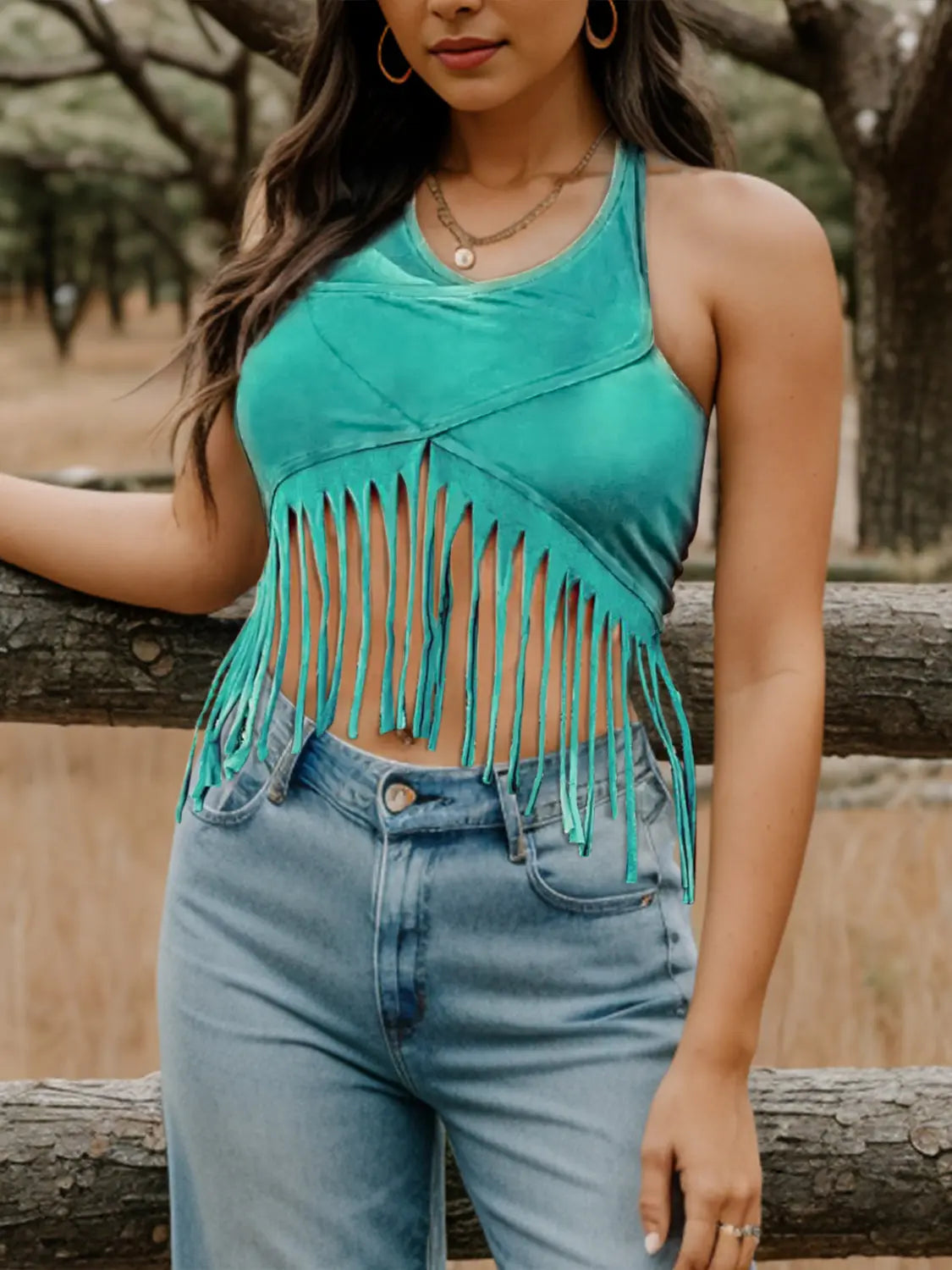 Fringe Halter Neck Tank - GlossiChic Collection