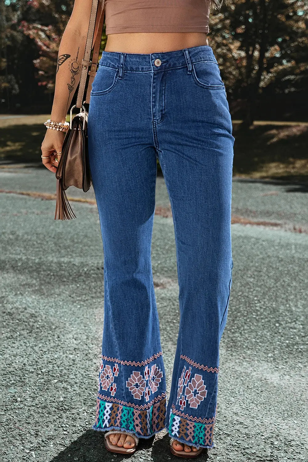 Embroidered Bootcut Jeans - GlossiChic Collection