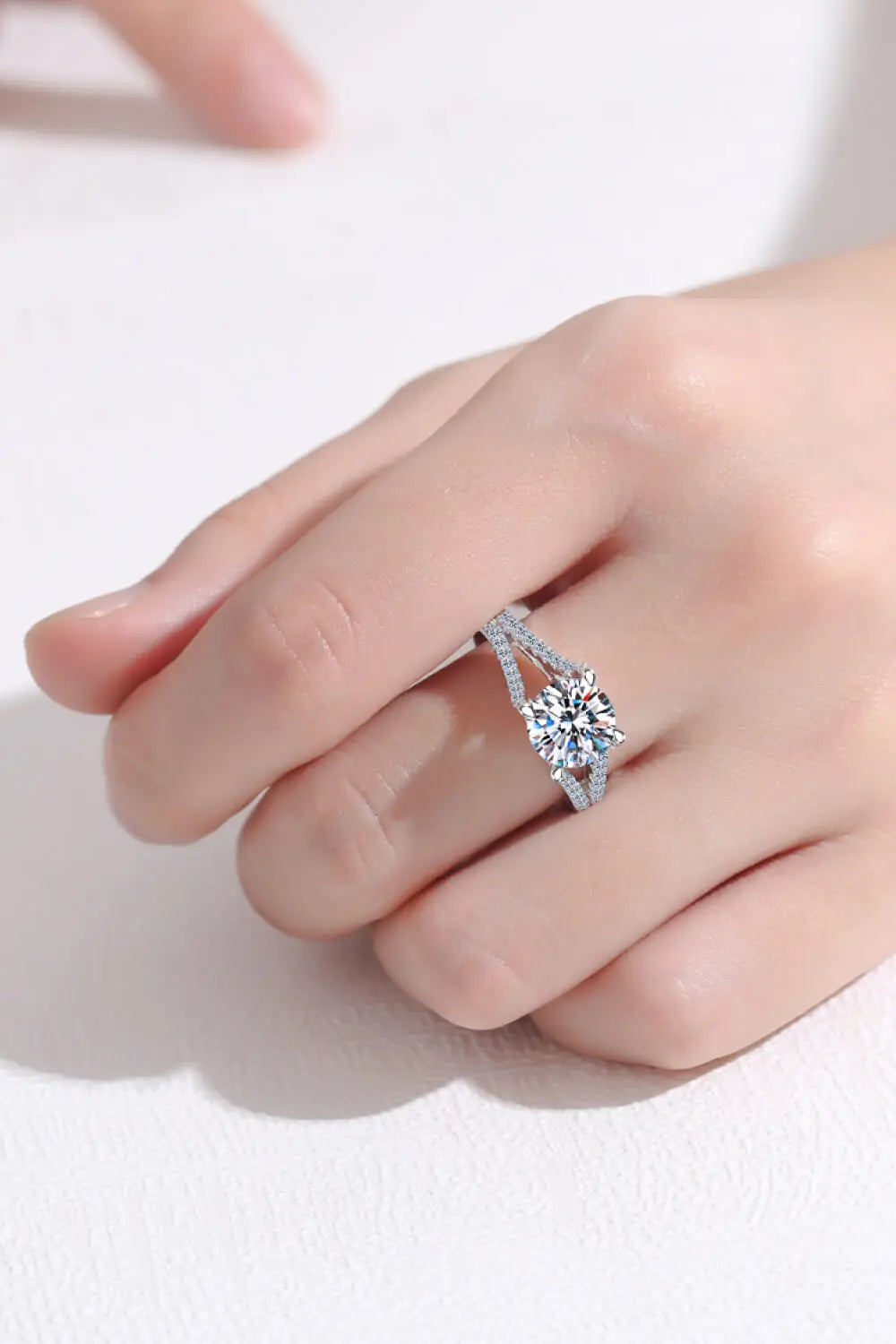 Stylish Moissanite Sterling Silver Ring Trendsi