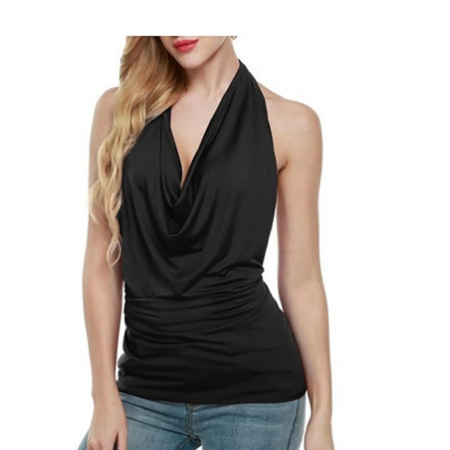 Slim Deep V Swing Neck Halter Top GlossiChic Collection