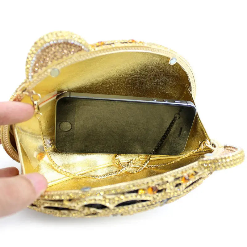 Tiger Crystal Diamonds Handbag - GlossiChic Collection Gold GlossiChic Collection Handbags