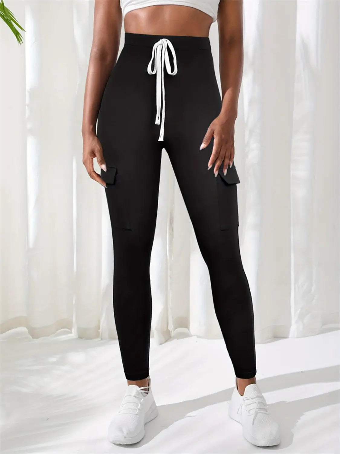 High Waist Skinny Pants with Pockets Trendsi