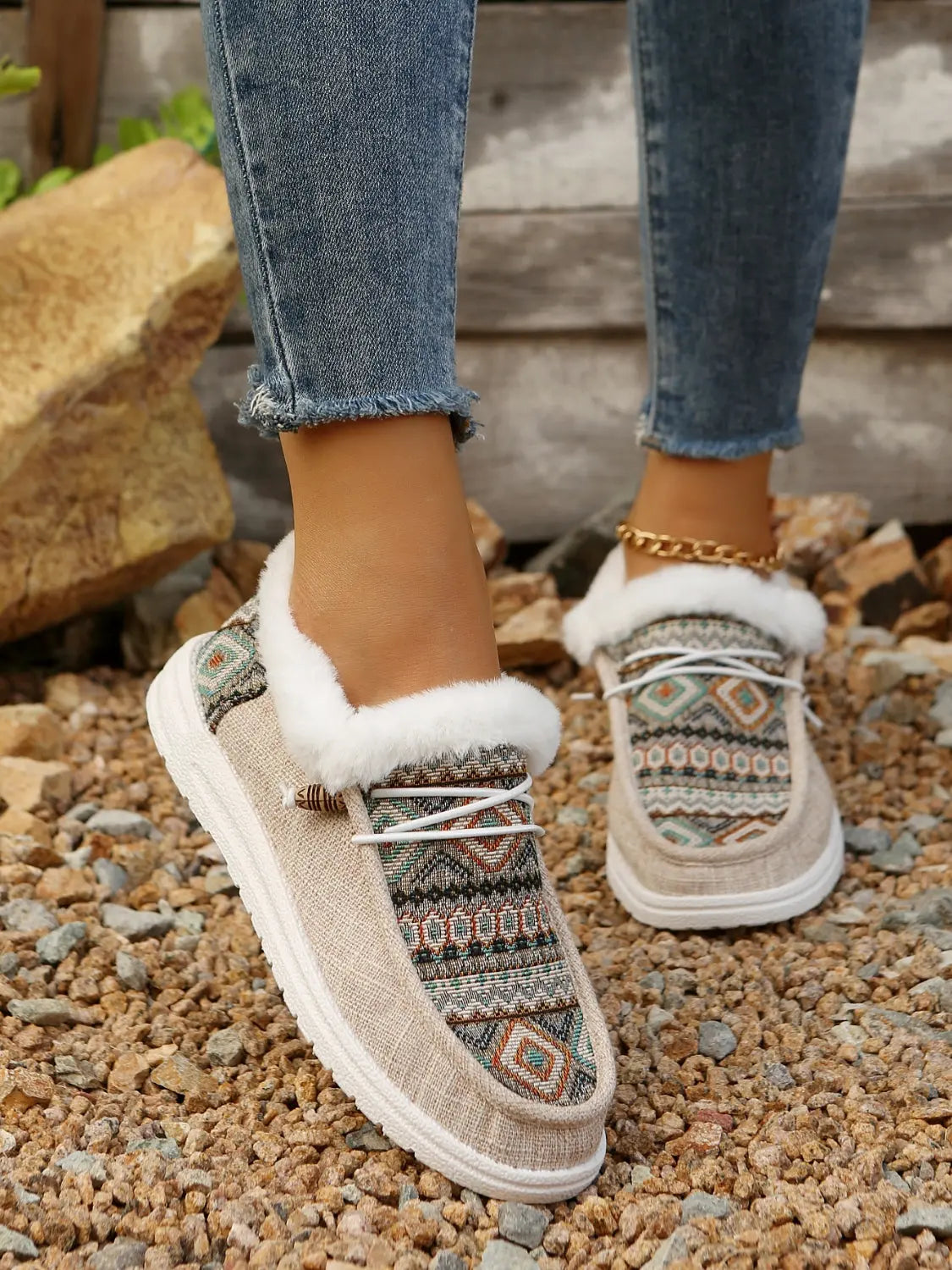 Printed Round Toe Flat Slip-Ons Trendsi