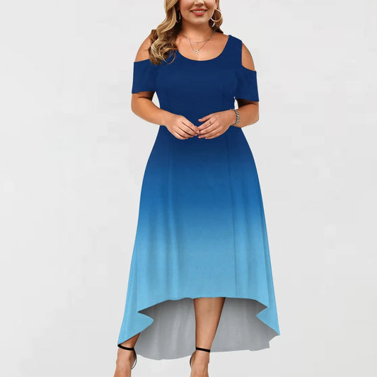 Gradient Round Neckline Maxi Dress GlossiChic Collection